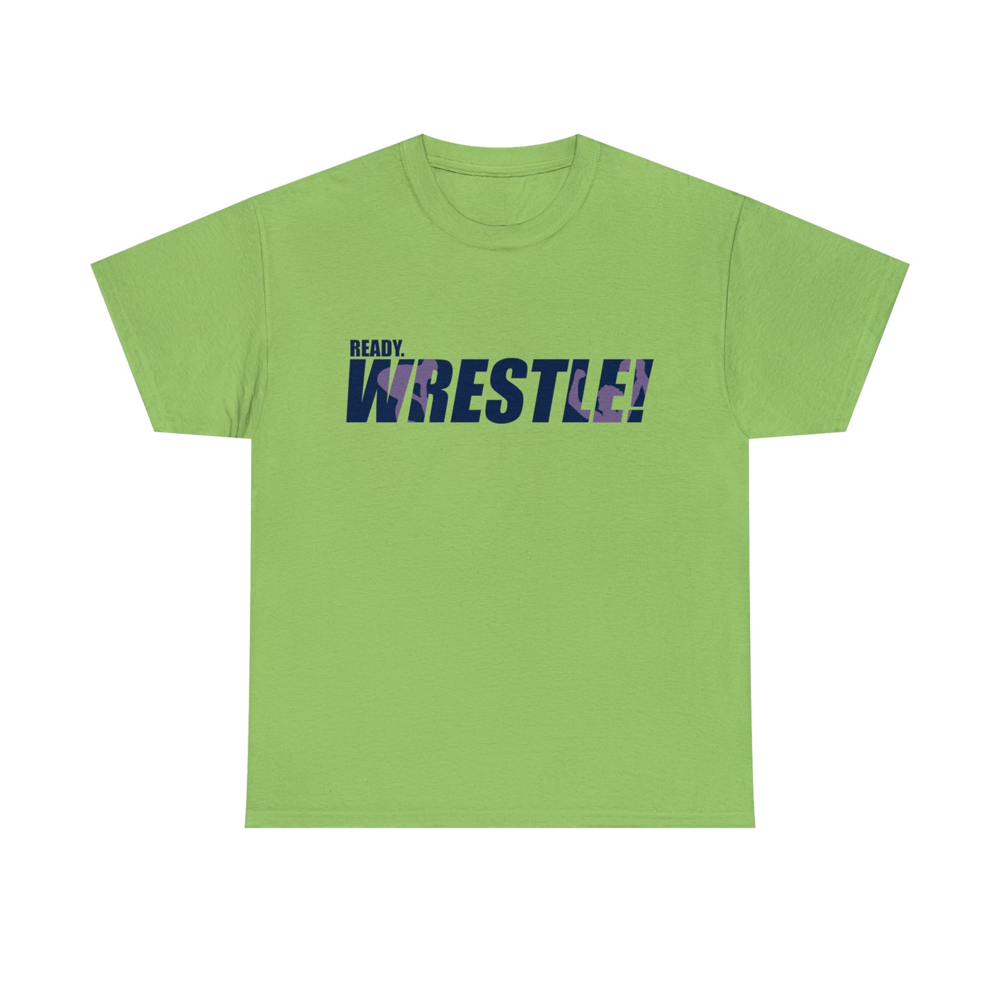 Ready. Wrestle! Navy Logo w/Pink Silhouettes, Unisex Heavy Cotton Tee