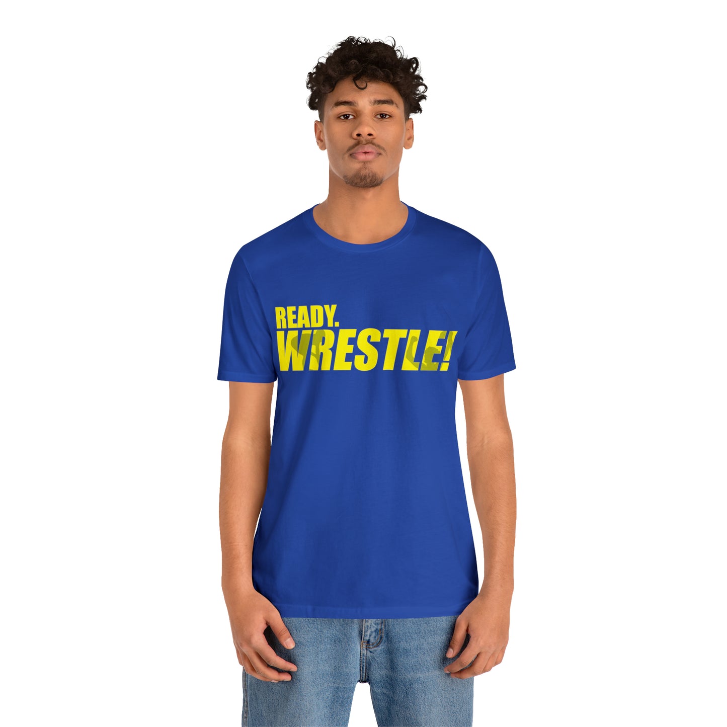 Ready. Wrestle! Gold Logo with Green, Unisex Jersey Short Sleeve Tee