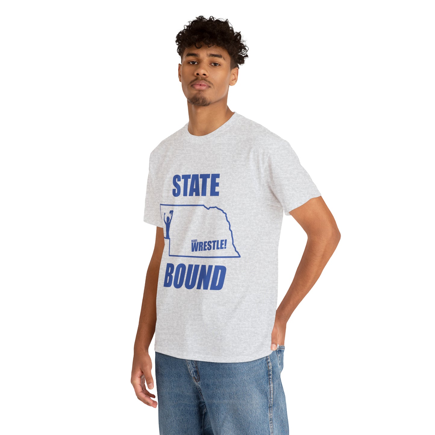 Nebraska State Bound, Royal Blue Logo, Unisex Heavy Cotton Tee