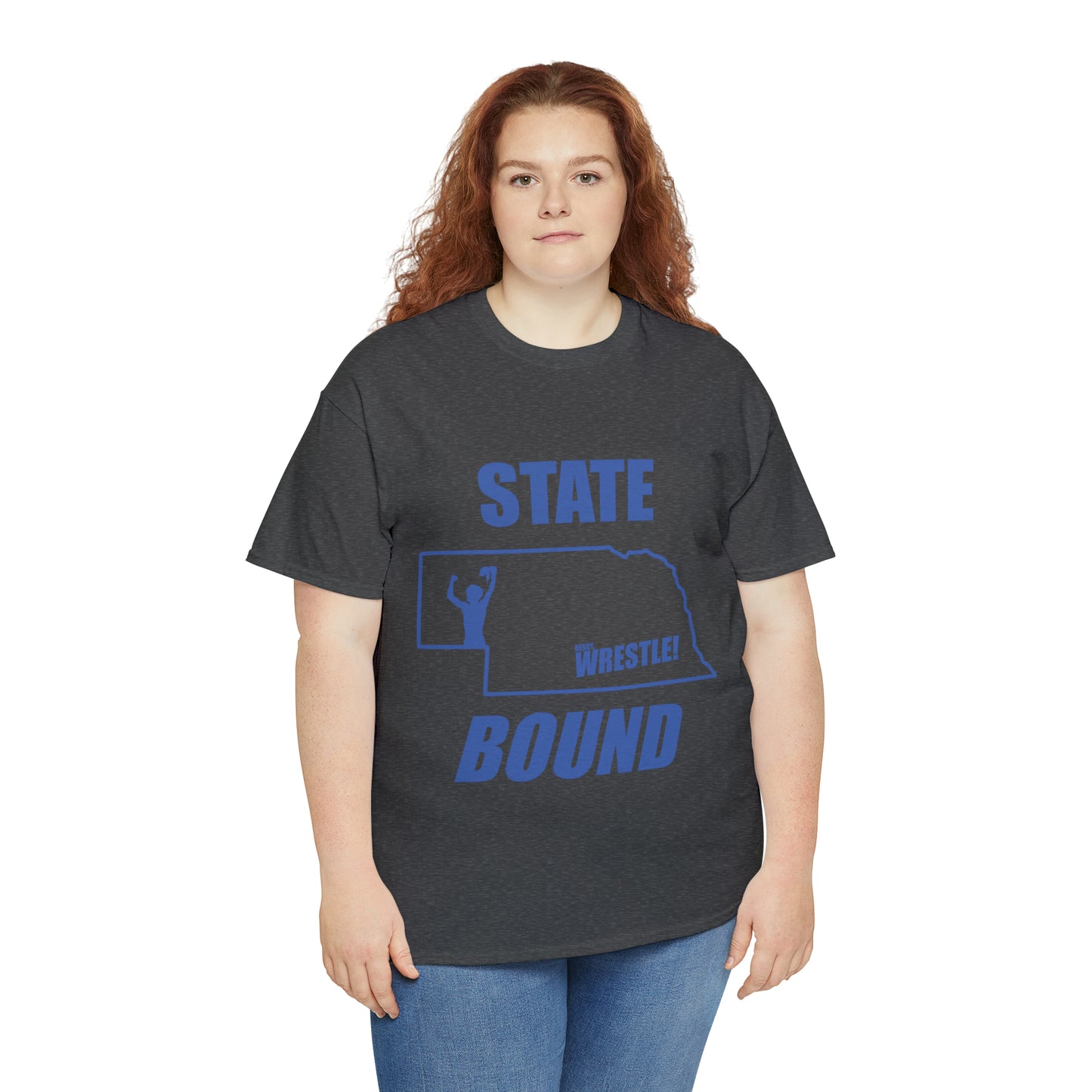 Nebraska State Bound, Royal Blue Logo, Unisex Heavy Cotton Tee