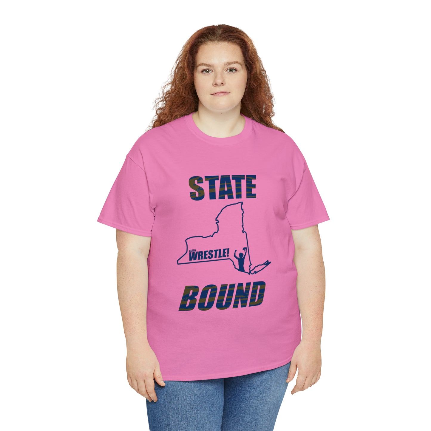 New York State Bound, Blue Logo, Tiger stripes, Unisex Heavy Cotton Tee