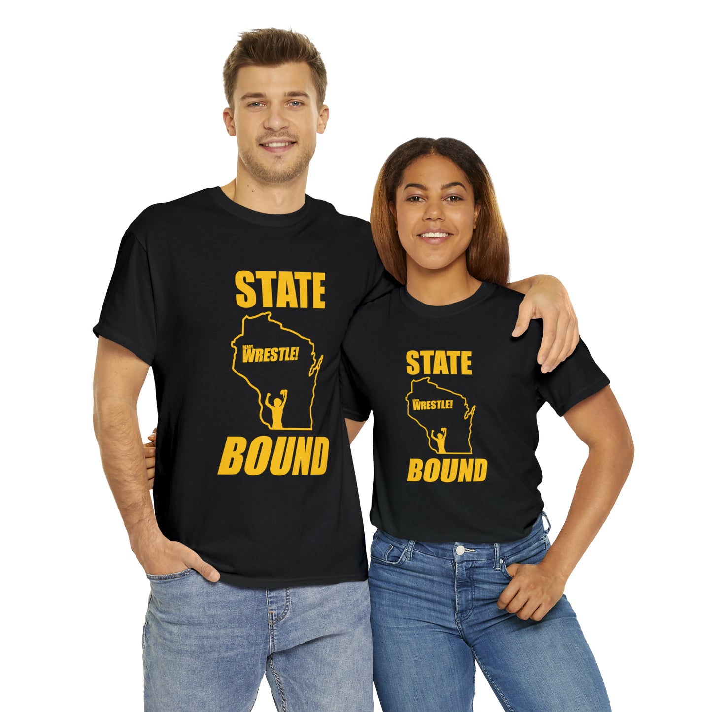 Wisconsin State Bound, Gold Logo, Unisex Heavy Cotton Tee