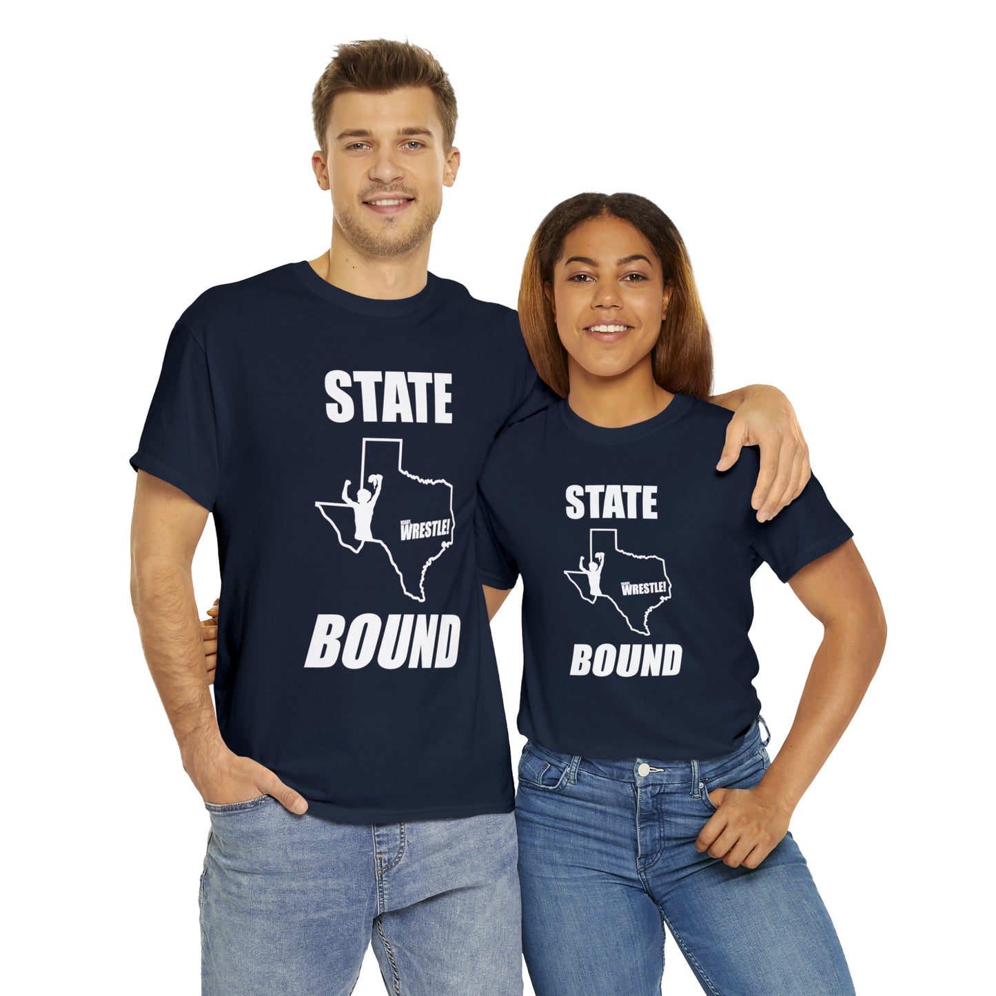 Texas State Bound, White Logo, Unisex Heavy Cotton Tee