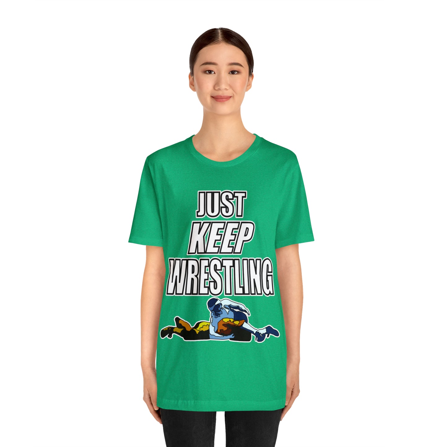 Just Keep Wrestling!, Unisex Heavy Cotton Tee, Bella+Canvas