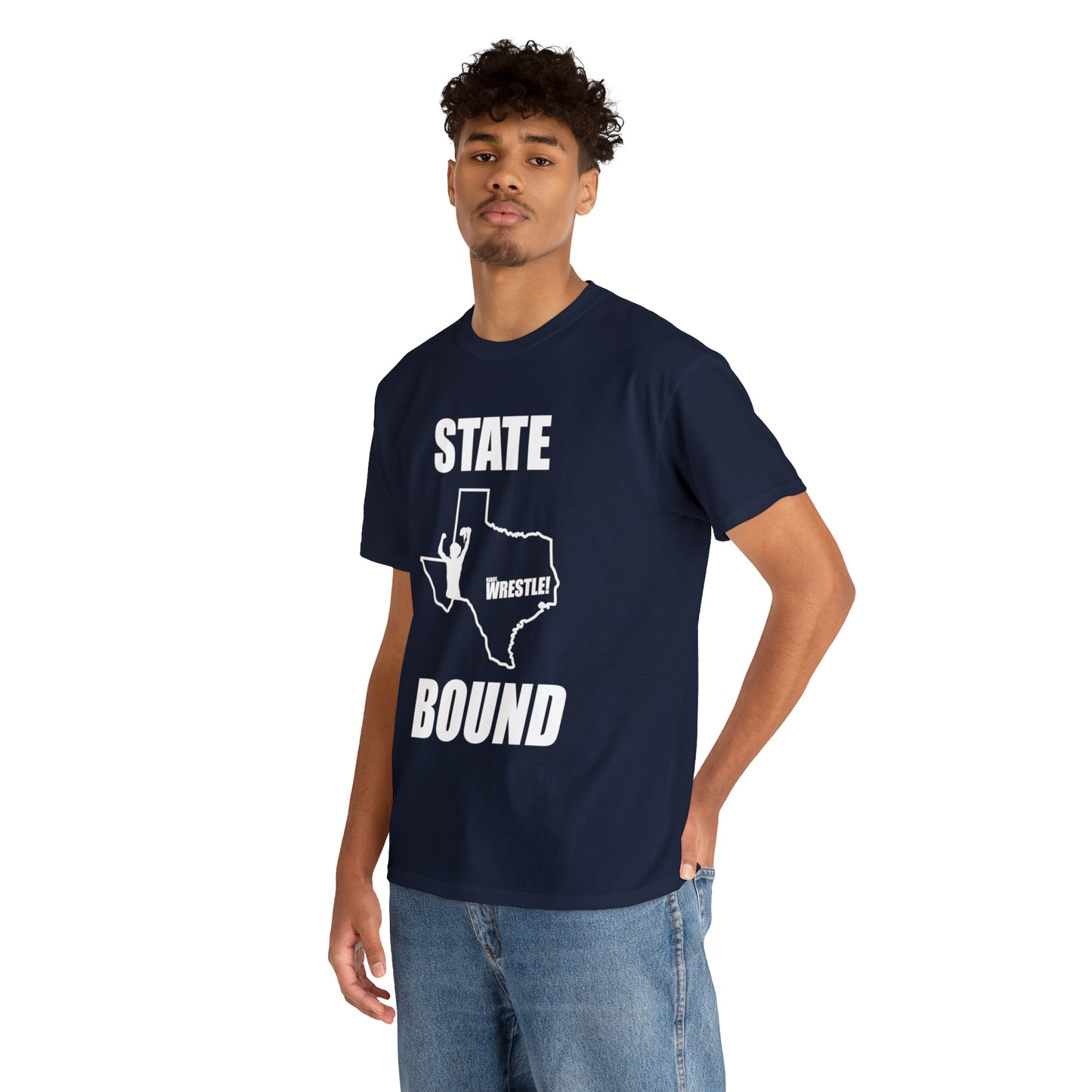 Texas State Bound, White Logo, Unisex Heavy Cotton Tee