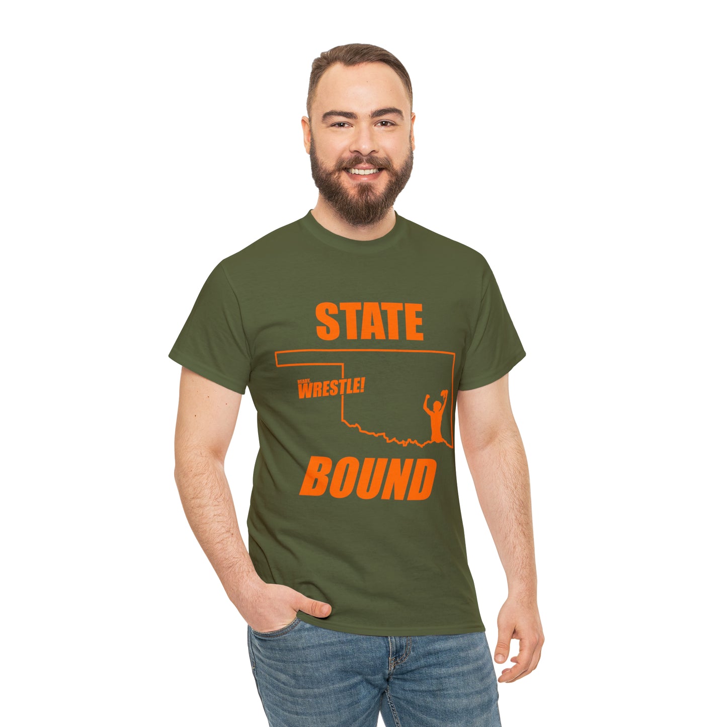 Oklahoma State Bound, Orange Logo, Unisex Heavy Cotton Tee