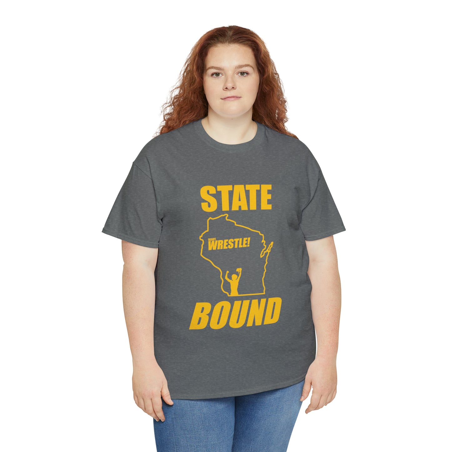 Wisconsin State Bound, Gold Logo, Unisex Heavy Cotton Tee