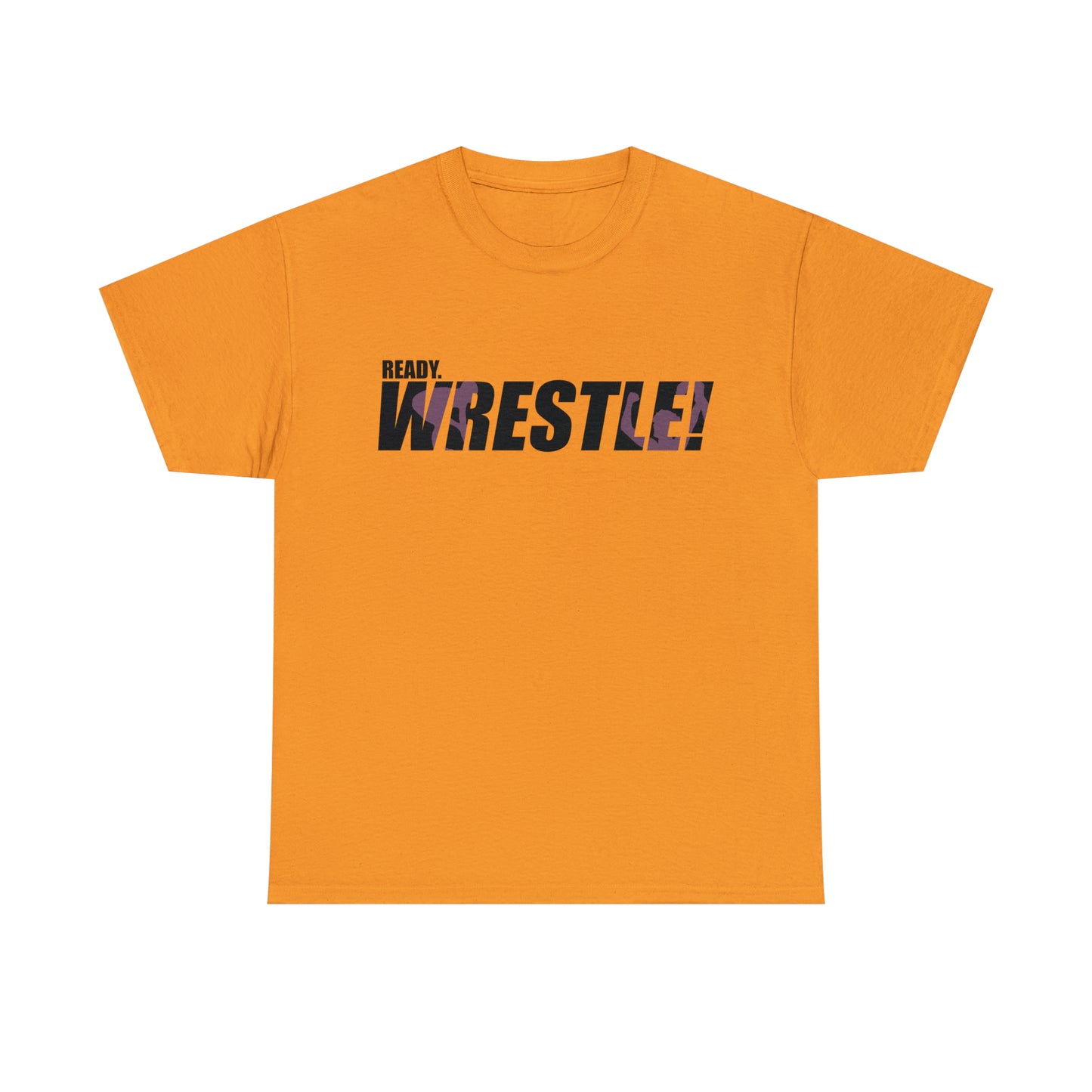 Ready. Wrestle! Black Logo w/Pink Silhouettes, Unisex Heavy Cotton Tee