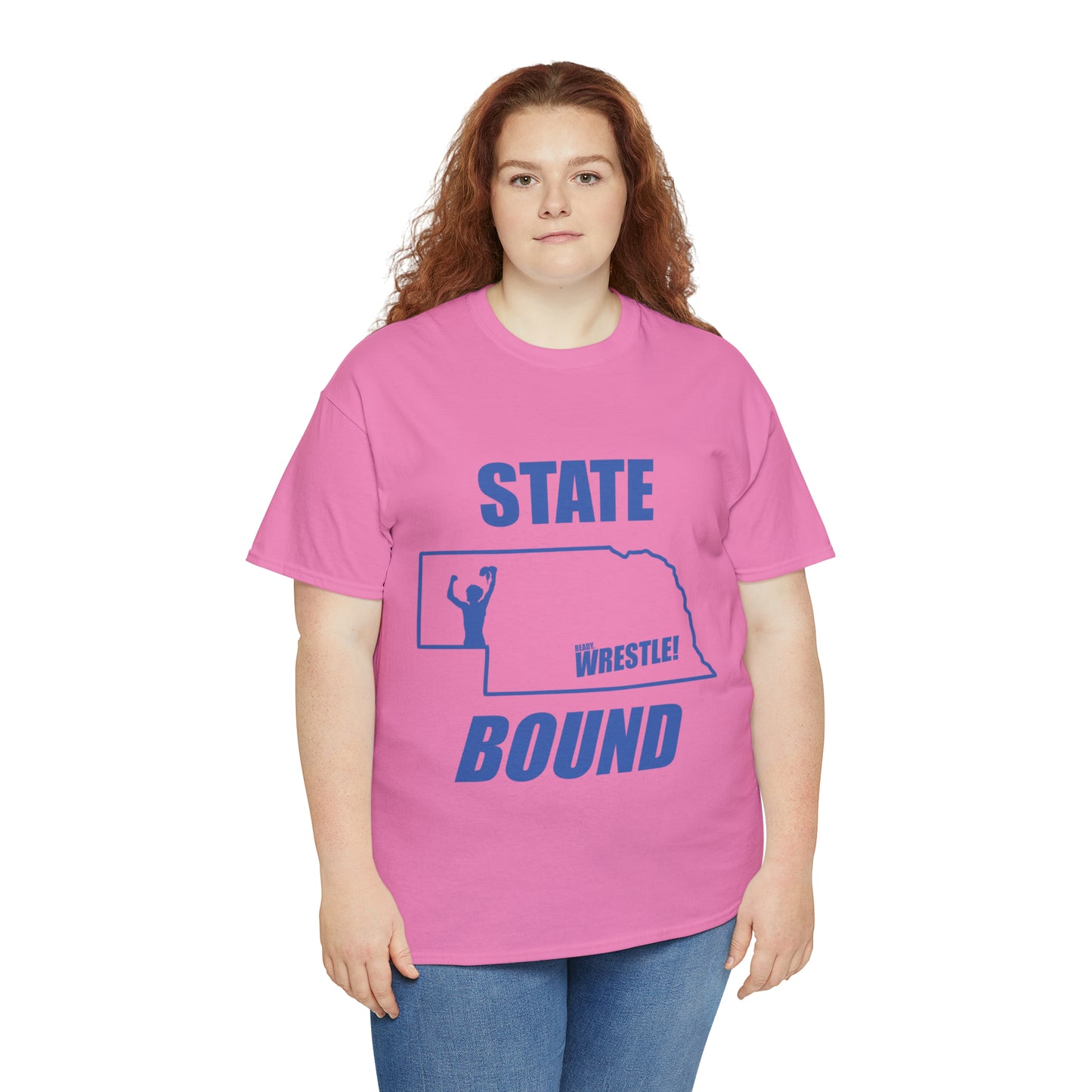 Nebraska State Bound, Royal Blue Logo, Unisex Heavy Cotton Tee