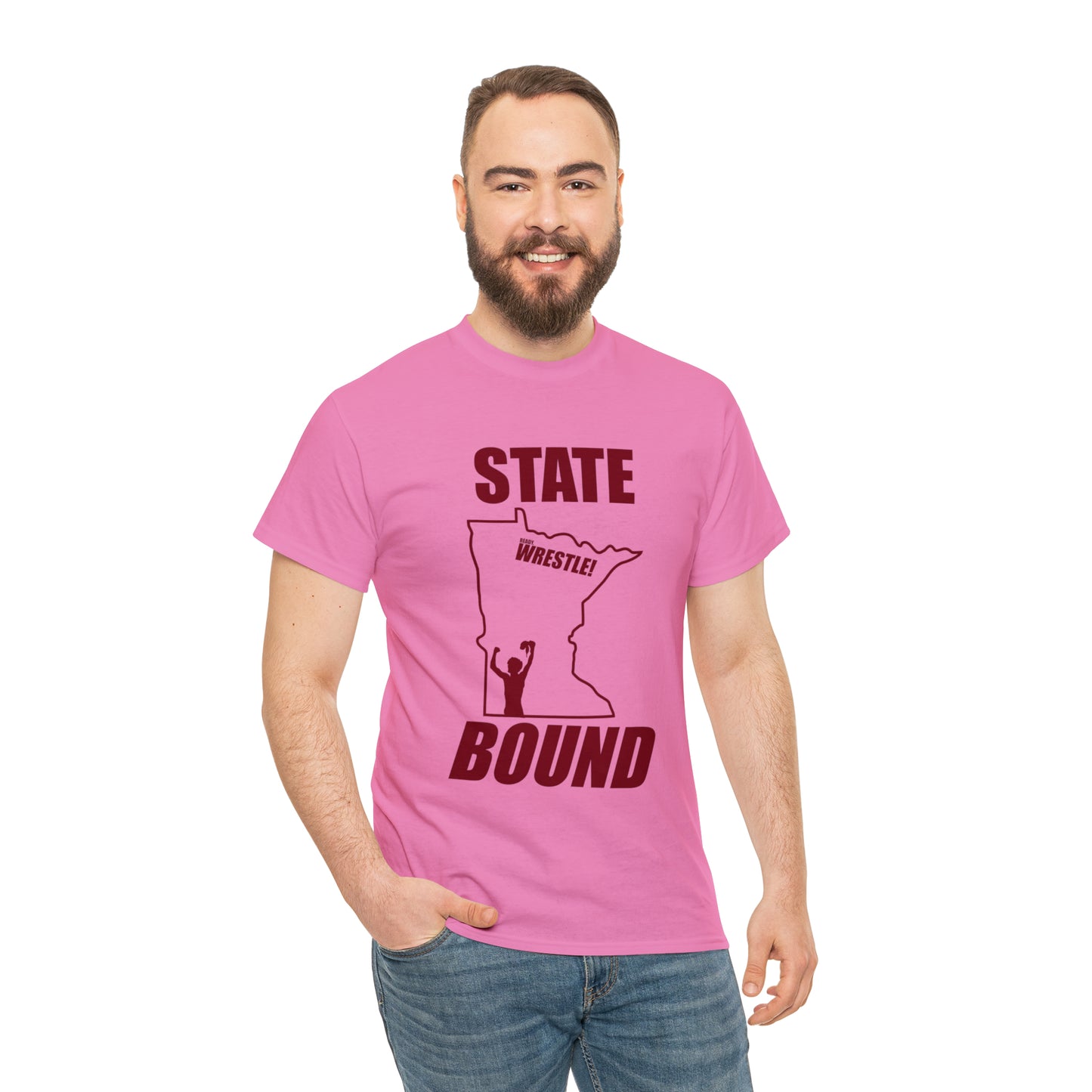 Minnetsota State Bound, Maroon Logo, Unisex Heavy Cotton Tee