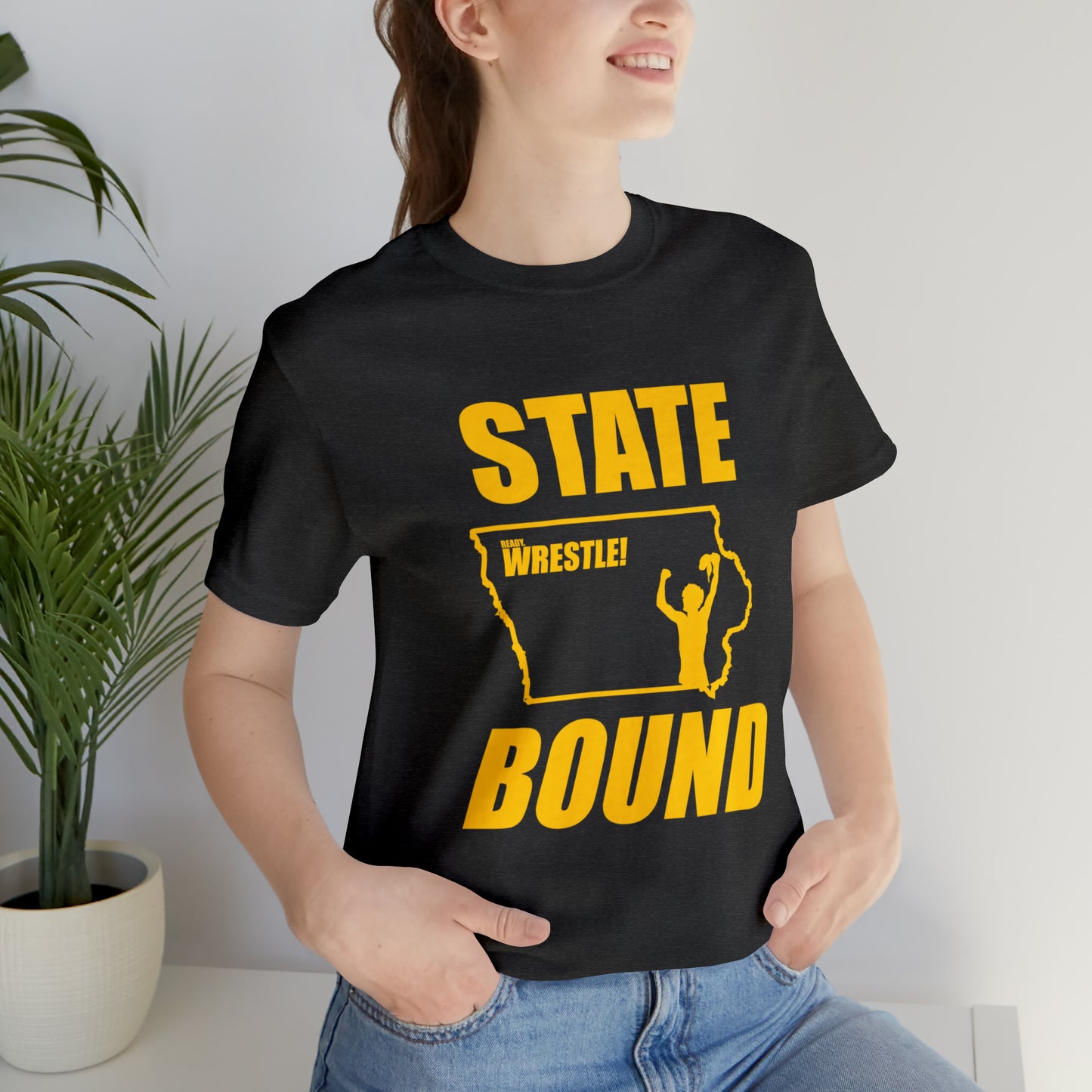 Iowa State Bound, Unisex Jersey Short Sleeve Tee, Gold Logo