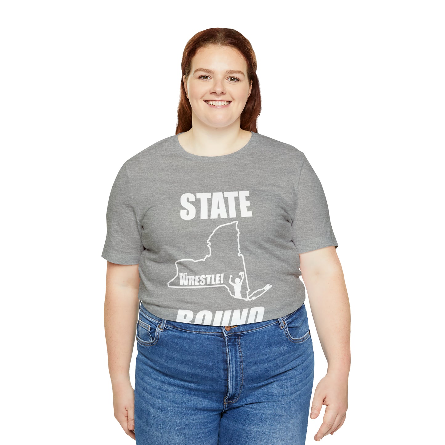 New York State Bound, Unisex Jersey Short Sleeve Tee, White Logo