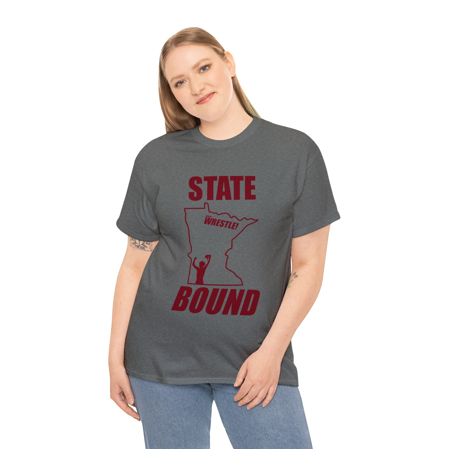 Minnetsota State Bound, Maroon Logo, Unisex Heavy Cotton Tee