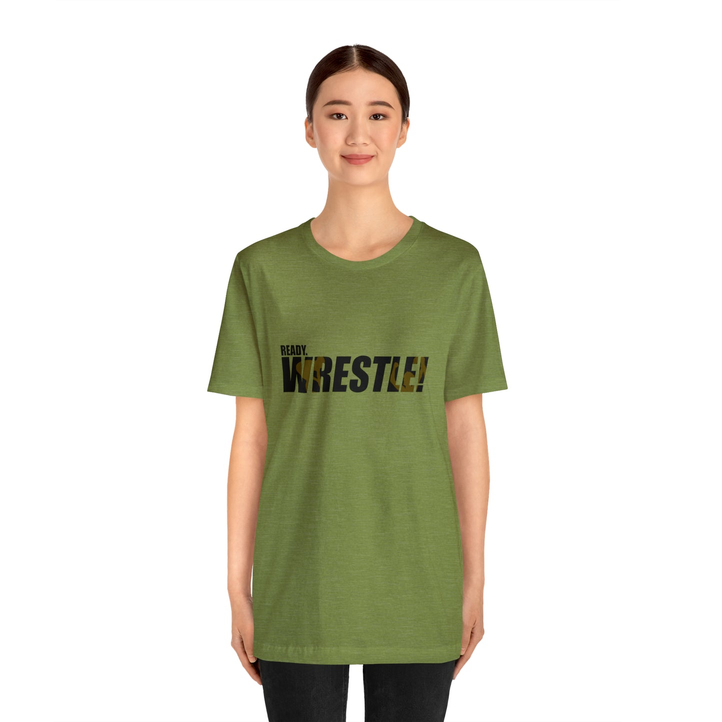 Ready. Wrestle! Black Logo w/Yellow Silhouettes, Unisex Heavy Cotton Tee Bella+Canvas