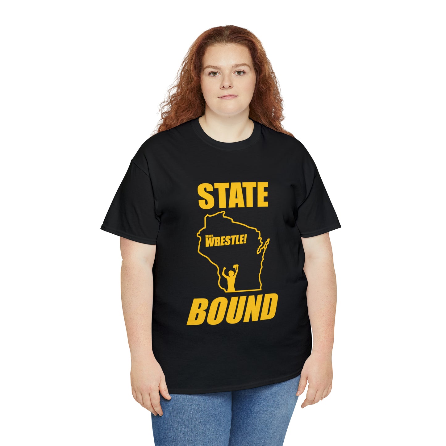 Wisconsin State Bound, Gold Logo, Unisex Heavy Cotton Tee