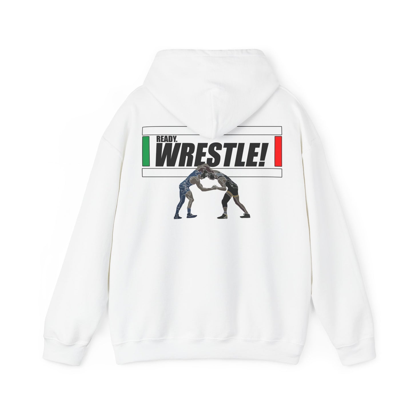 Ready. Wrestle! Start Lines, Unisex Heavy Blend™ Hooded Sweatshirt, Black Letters