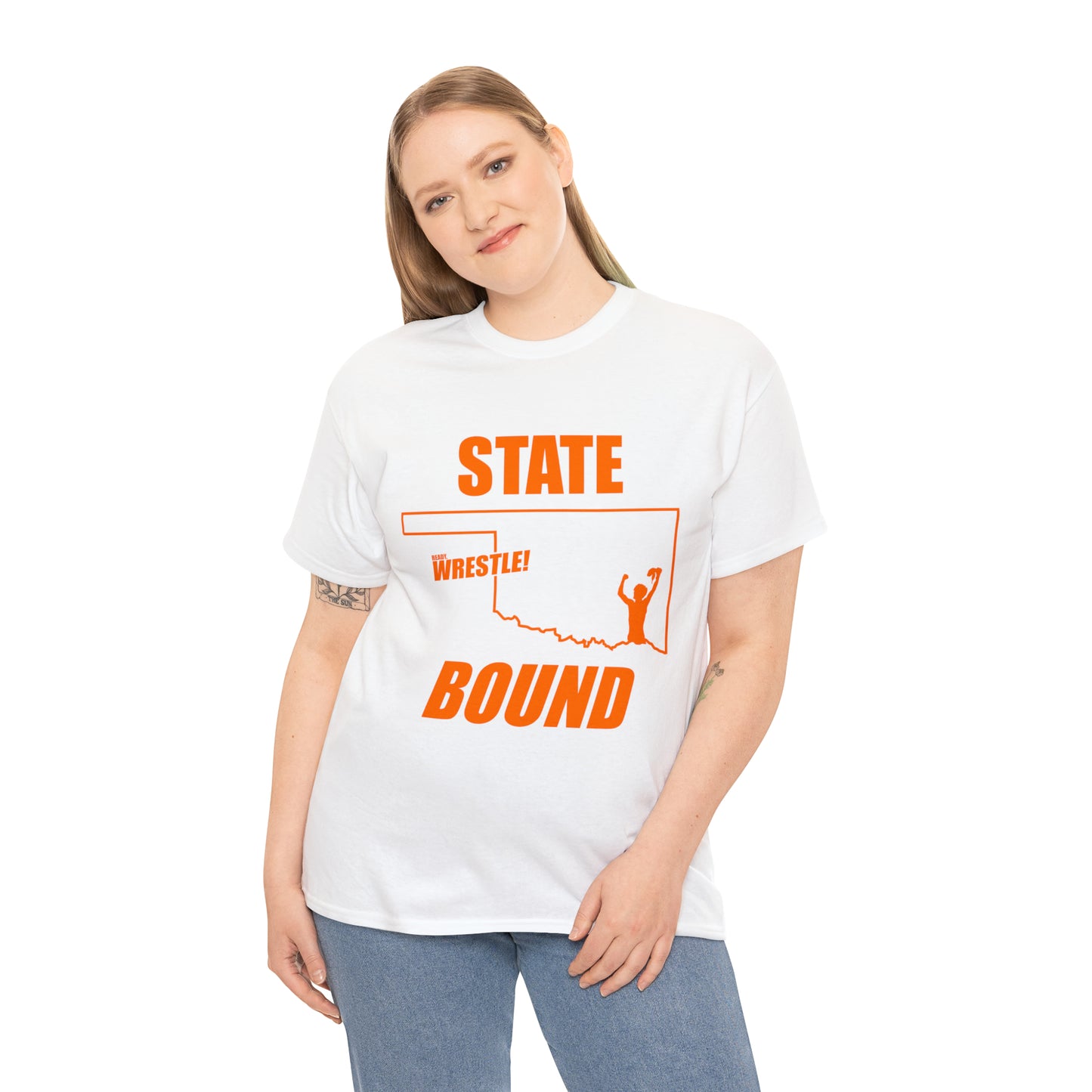 Oklahoma State Bound, Orange Logo, Unisex Heavy Cotton Tee