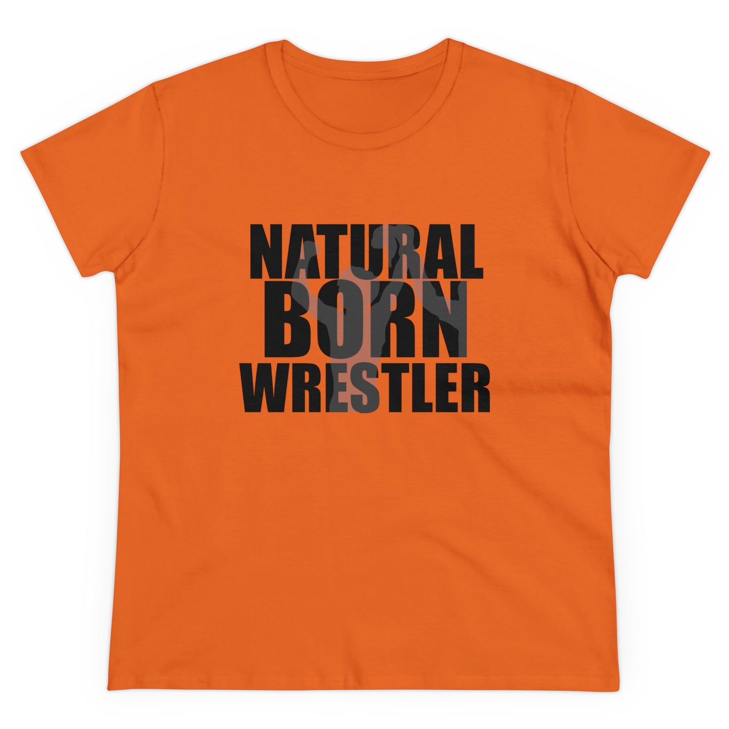 Natural Born Wrestler, Women's Midweight Cotton Tee, Black Letters