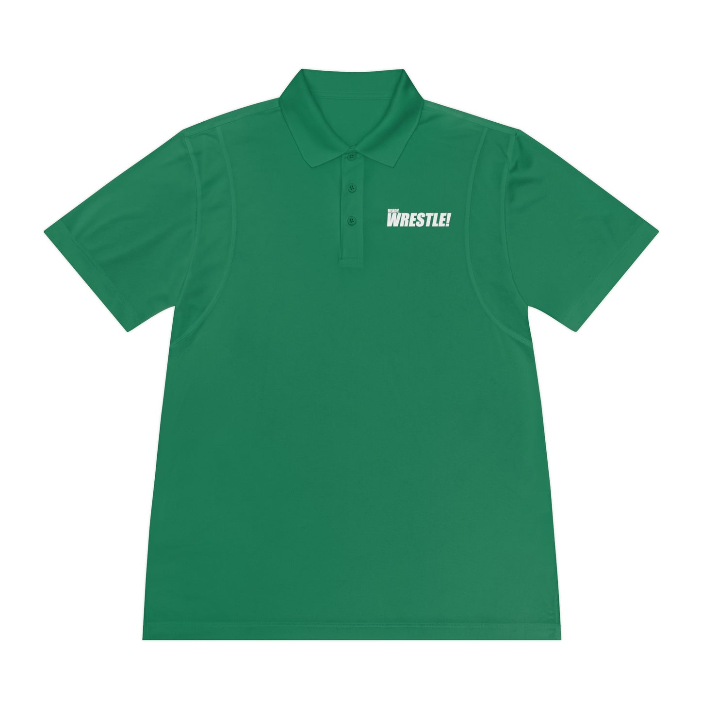 Ready. Wrestle! Men's Sport Polo Shirt White Logo