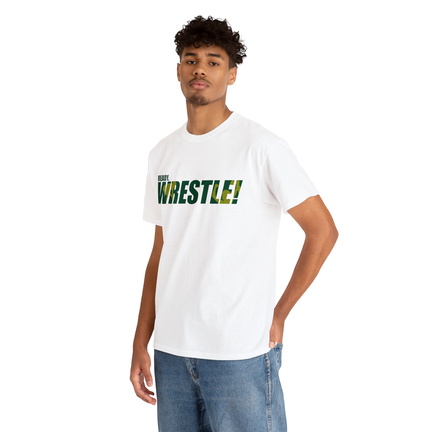 Ready. Wrestle! Green/Gold Logo, Unisex Heavy Cotton Tee