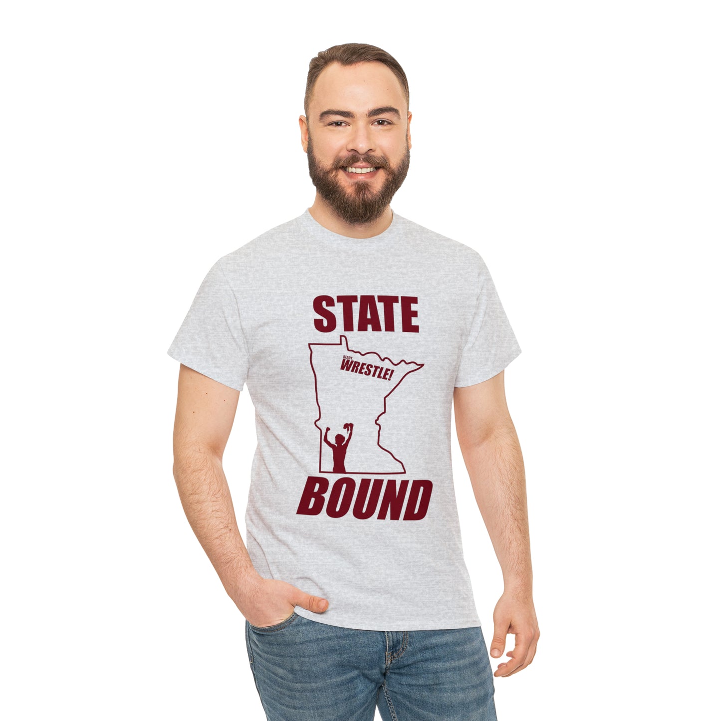 Minnetsota State Bound, Maroon Logo, Unisex Heavy Cotton Tee