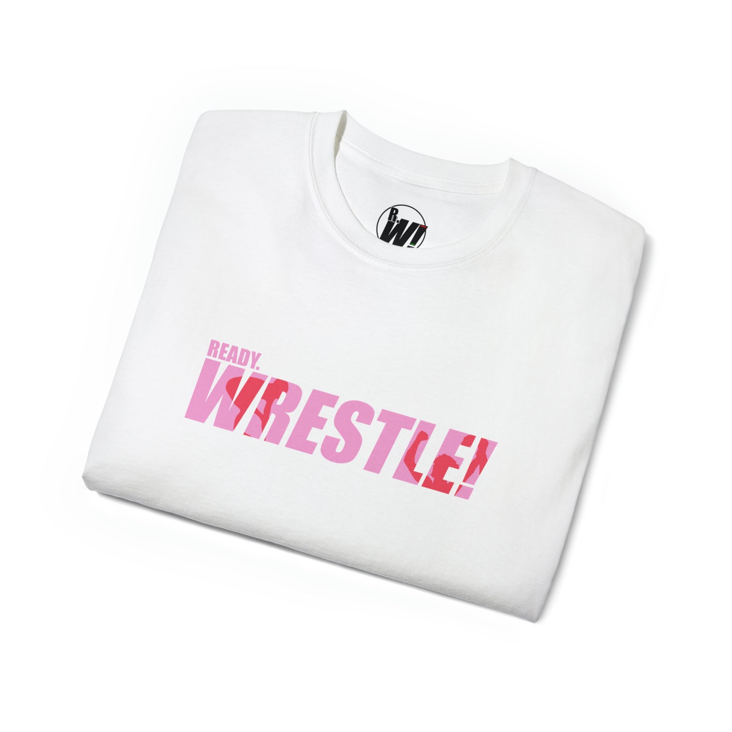 Ready. Wrestle!, Unisex Ultra Cotton Tee, Pink/Red Logo