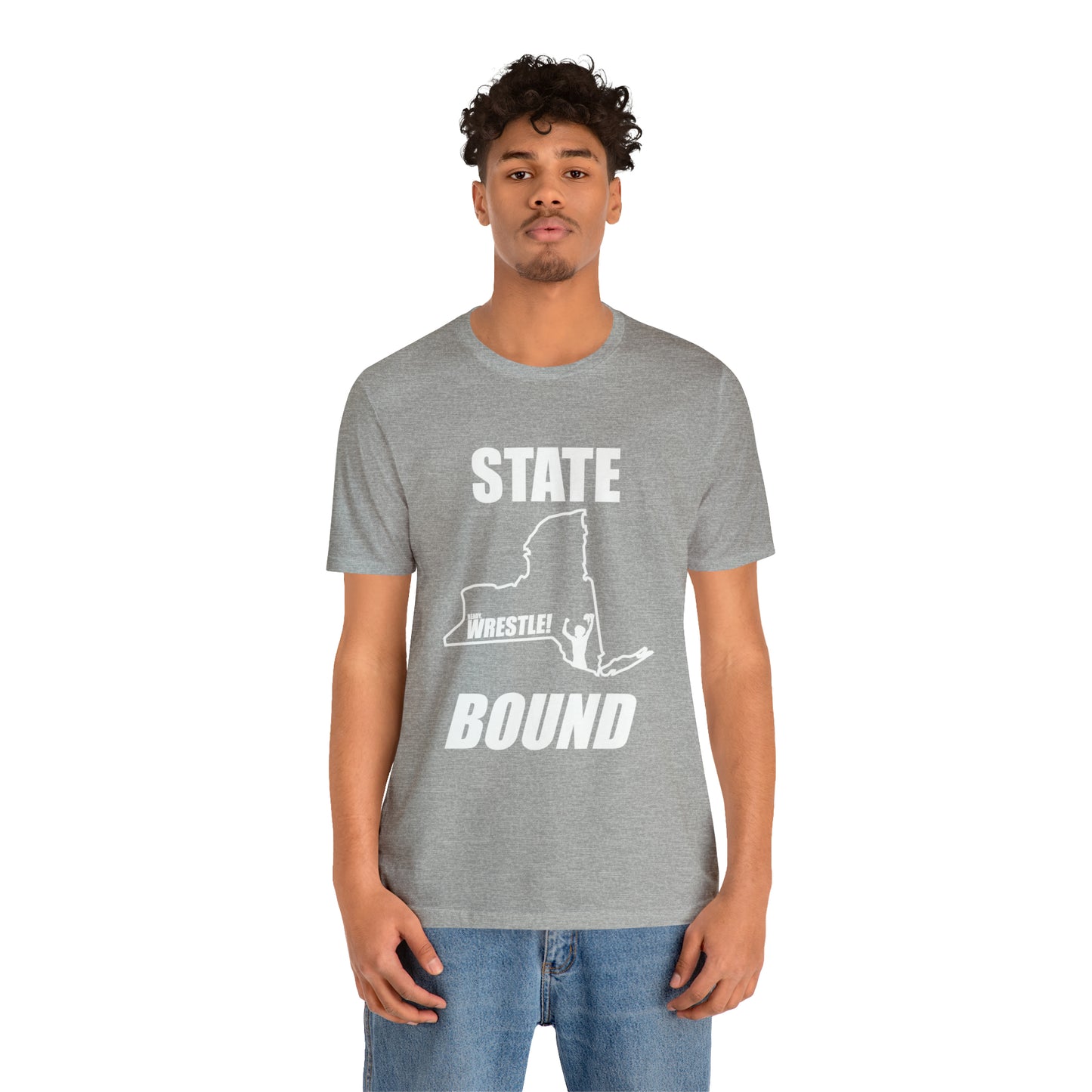 New York State Bound, Unisex Jersey Short Sleeve Tee, White Logo