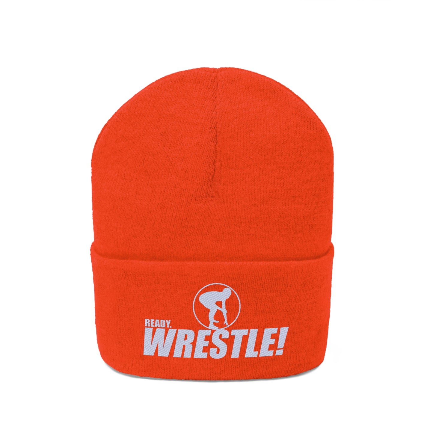 Ready. Wrestle! Knit Beanie, White Logo