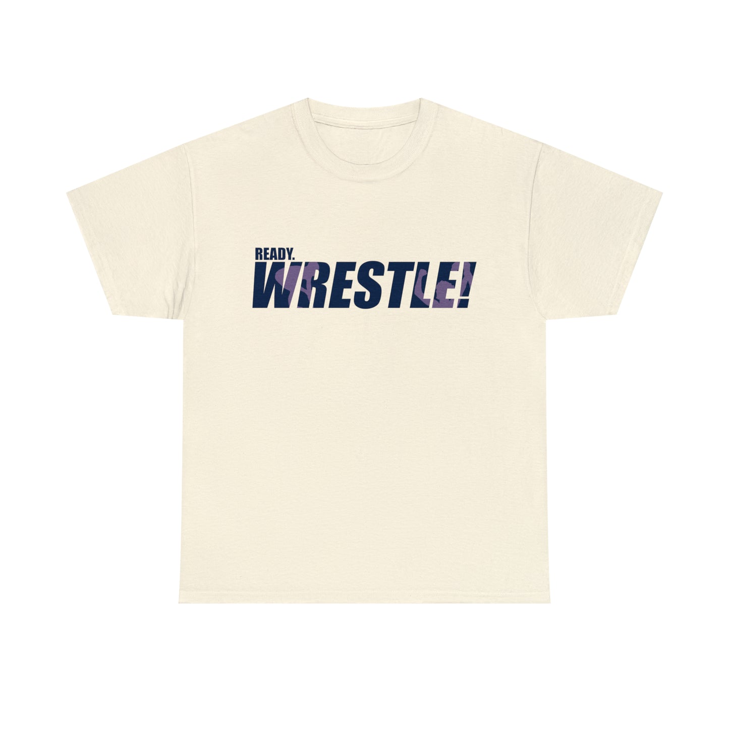 Ready. Wrestle! Navy Logo w/Pink Silhouettes, Unisex Heavy Cotton Tee