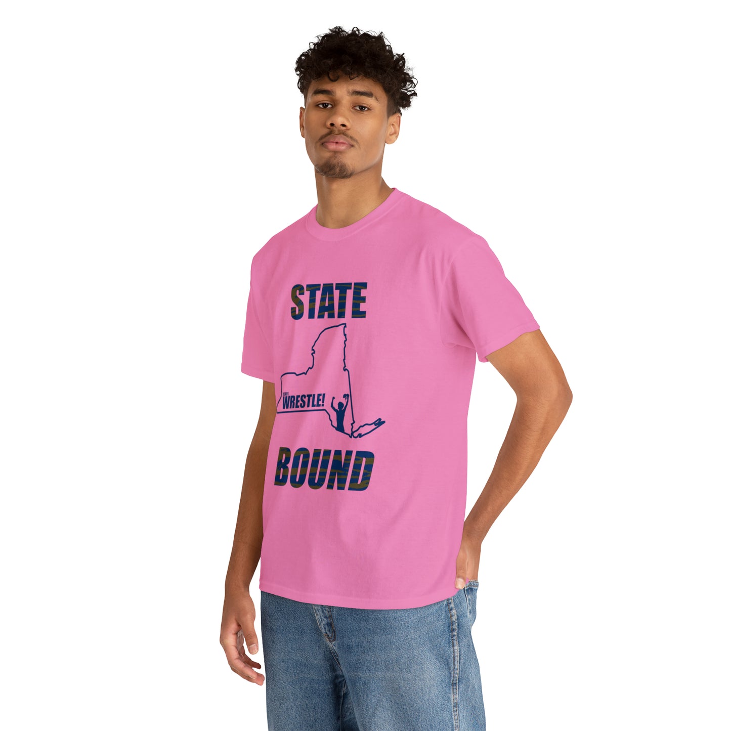 New York State Bound, Blue Logo, Tiger stripes, Unisex Heavy Cotton Tee