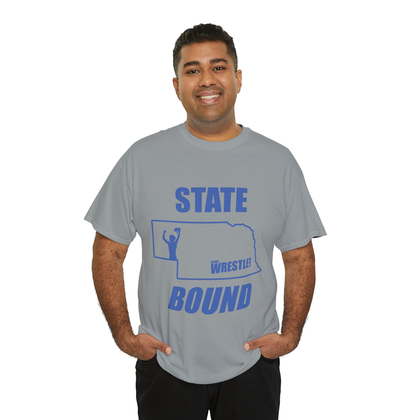 Nebraska State Bound, Royal Blue Logo, Unisex Heavy Cotton Tee