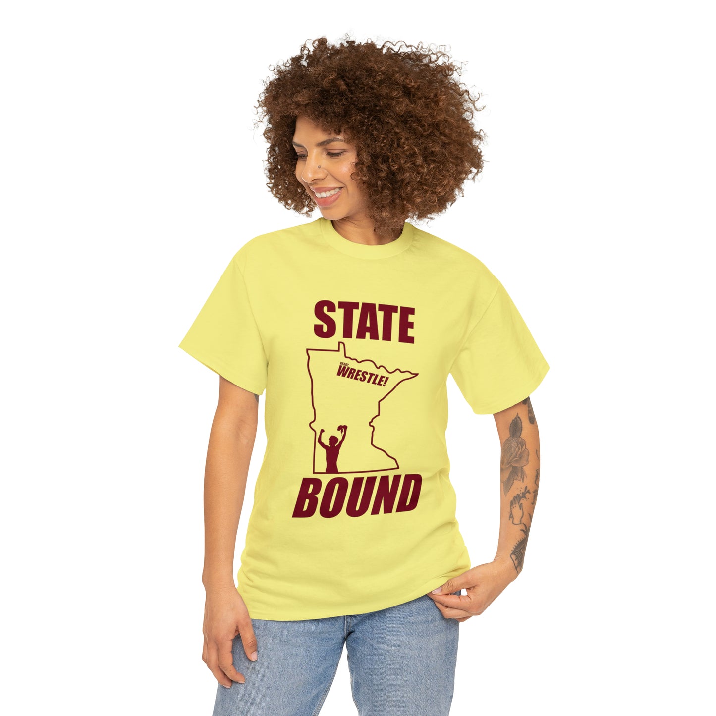 Minnetsota State Bound, Maroon Logo, Unisex Heavy Cotton Tee