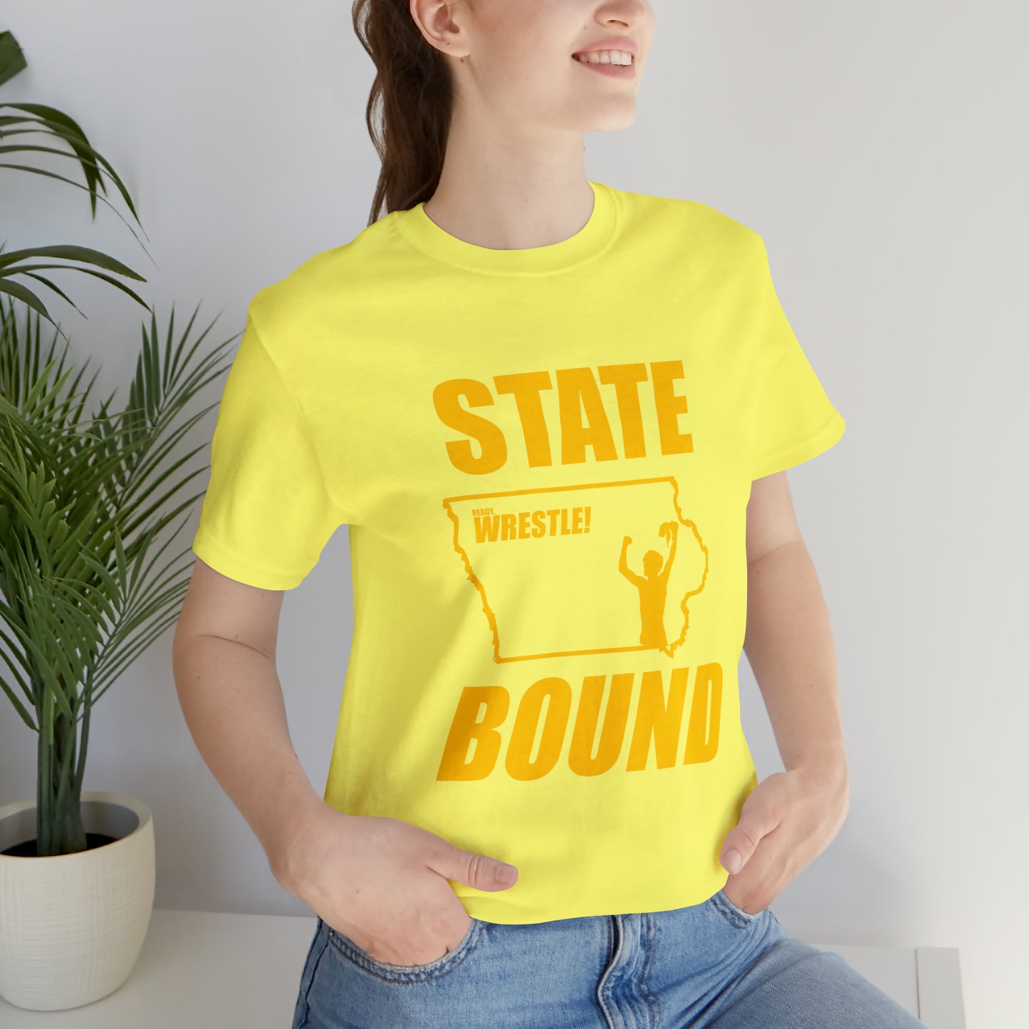 Iowa State Bound, Unisex Jersey Short Sleeve Tee, Gold Logo