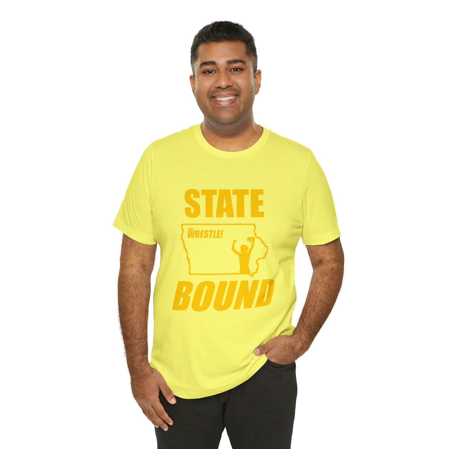 Iowa State Bound, Unisex Jersey Short Sleeve Tee, Gold Logo