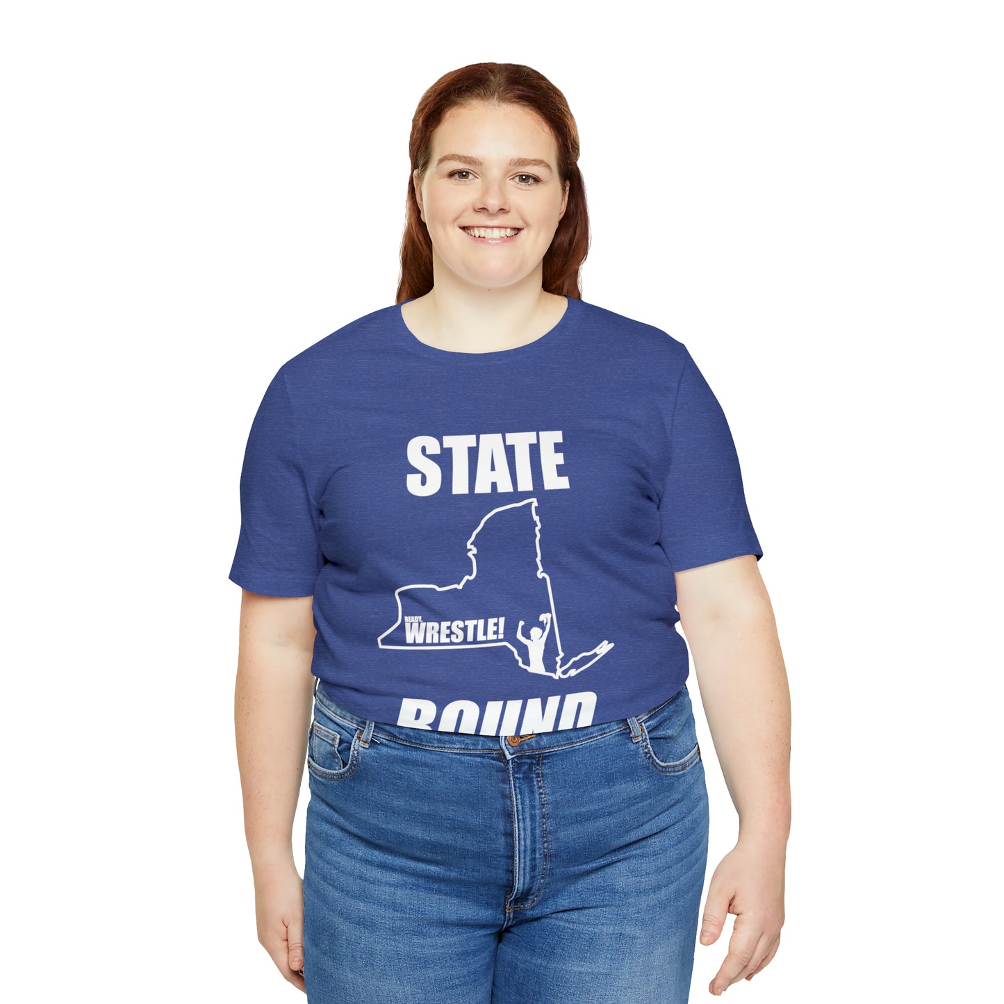 New York State Bound, Unisex Jersey Short Sleeve Tee, White Logo