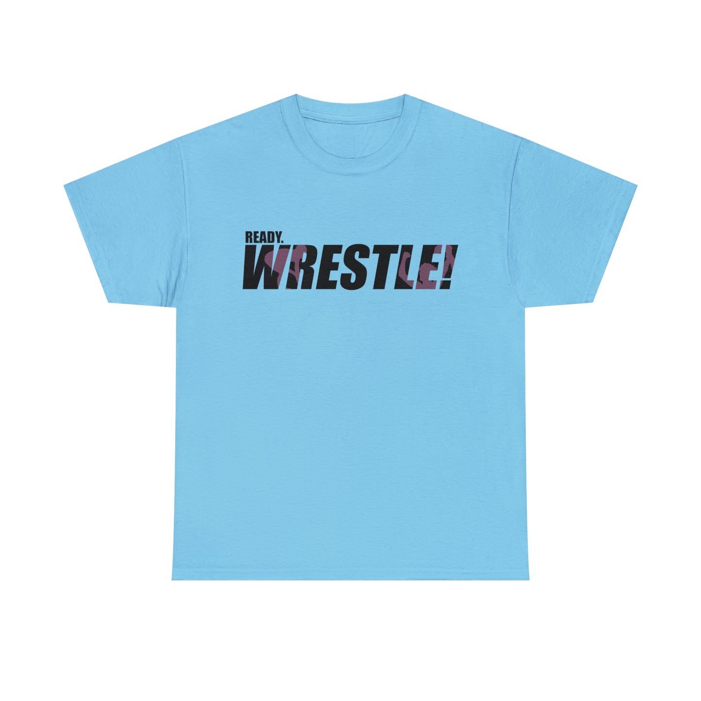 Ready. Wrestle! Black Logo w/Pink Silhouettes, Unisex Heavy Cotton Tee