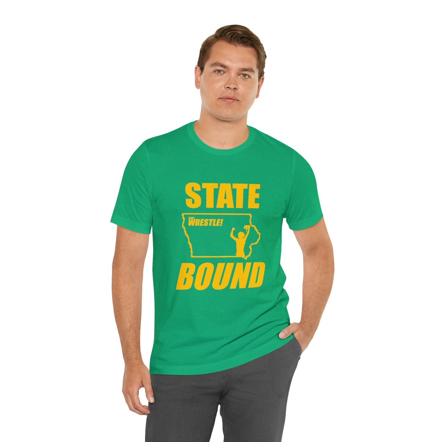 Iowa State Bound, Unisex Jersey Short Sleeve Tee, Gold Logo