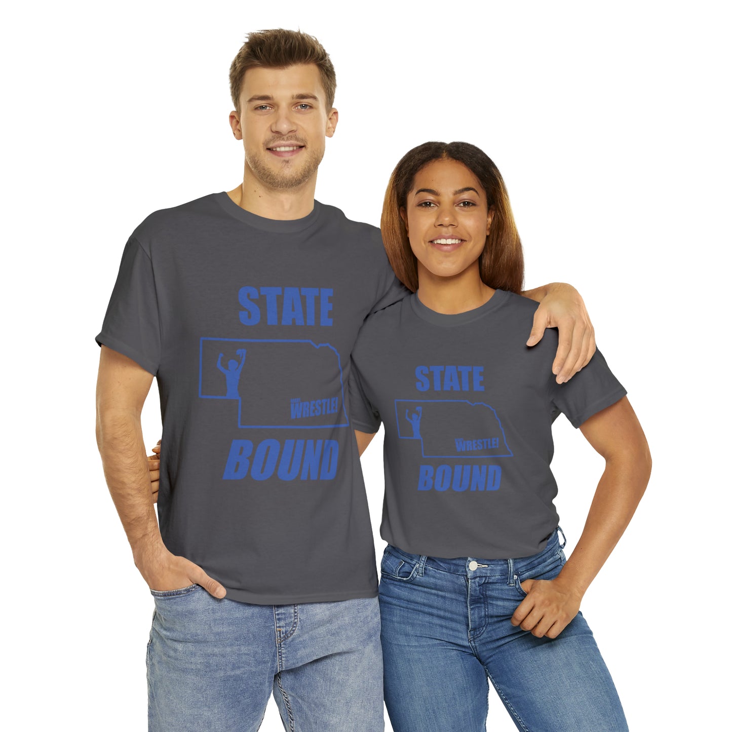 Nebraska State Bound, Royal Blue Logo, Unisex Heavy Cotton Tee