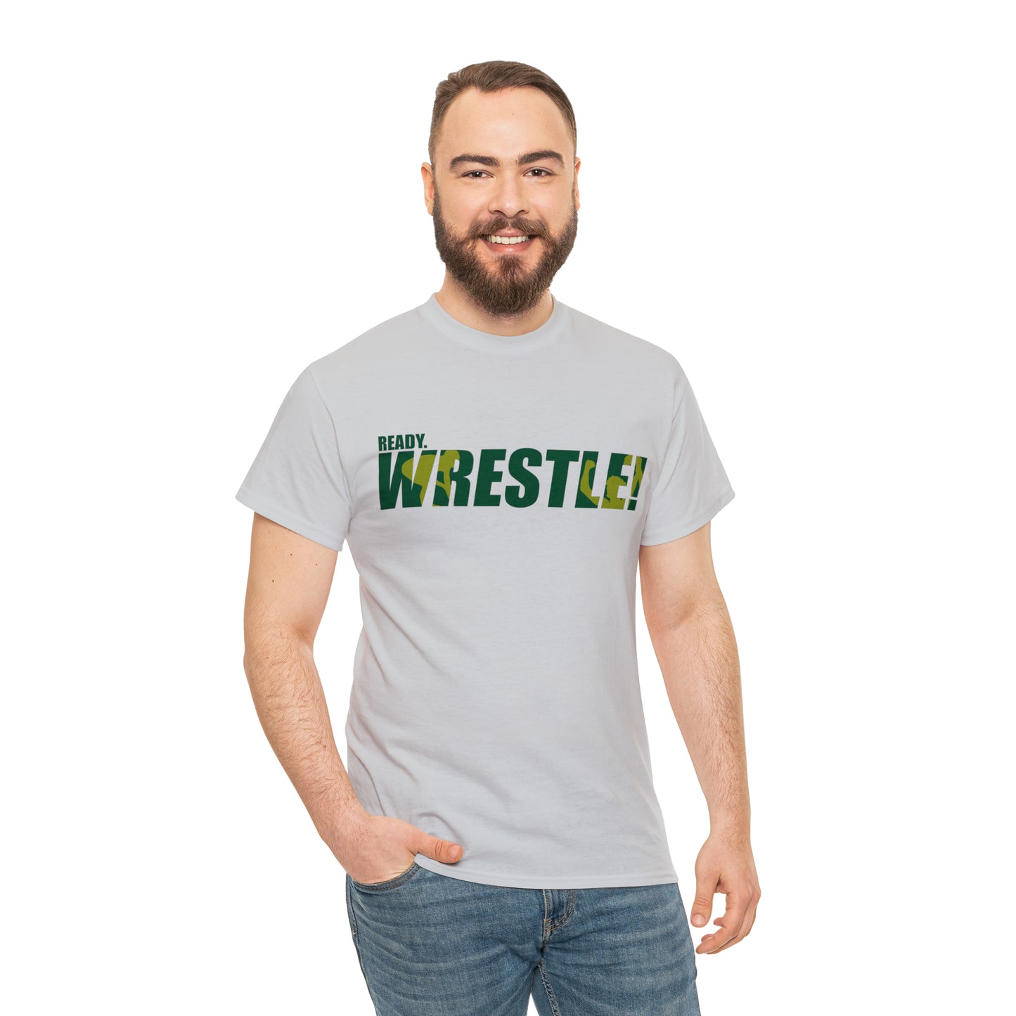 Ready. Wrestle! Green/Gold Logo, Unisex Heavy Cotton Tee