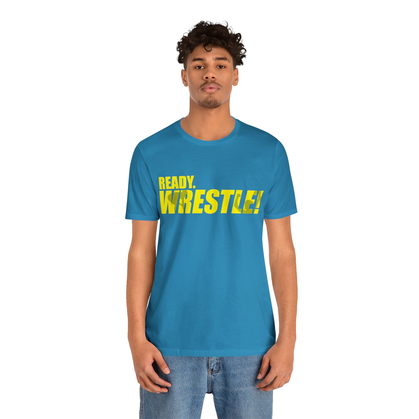 Ready. Wrestle! Gold Logo with Green, Unisex Jersey Short Sleeve Tee