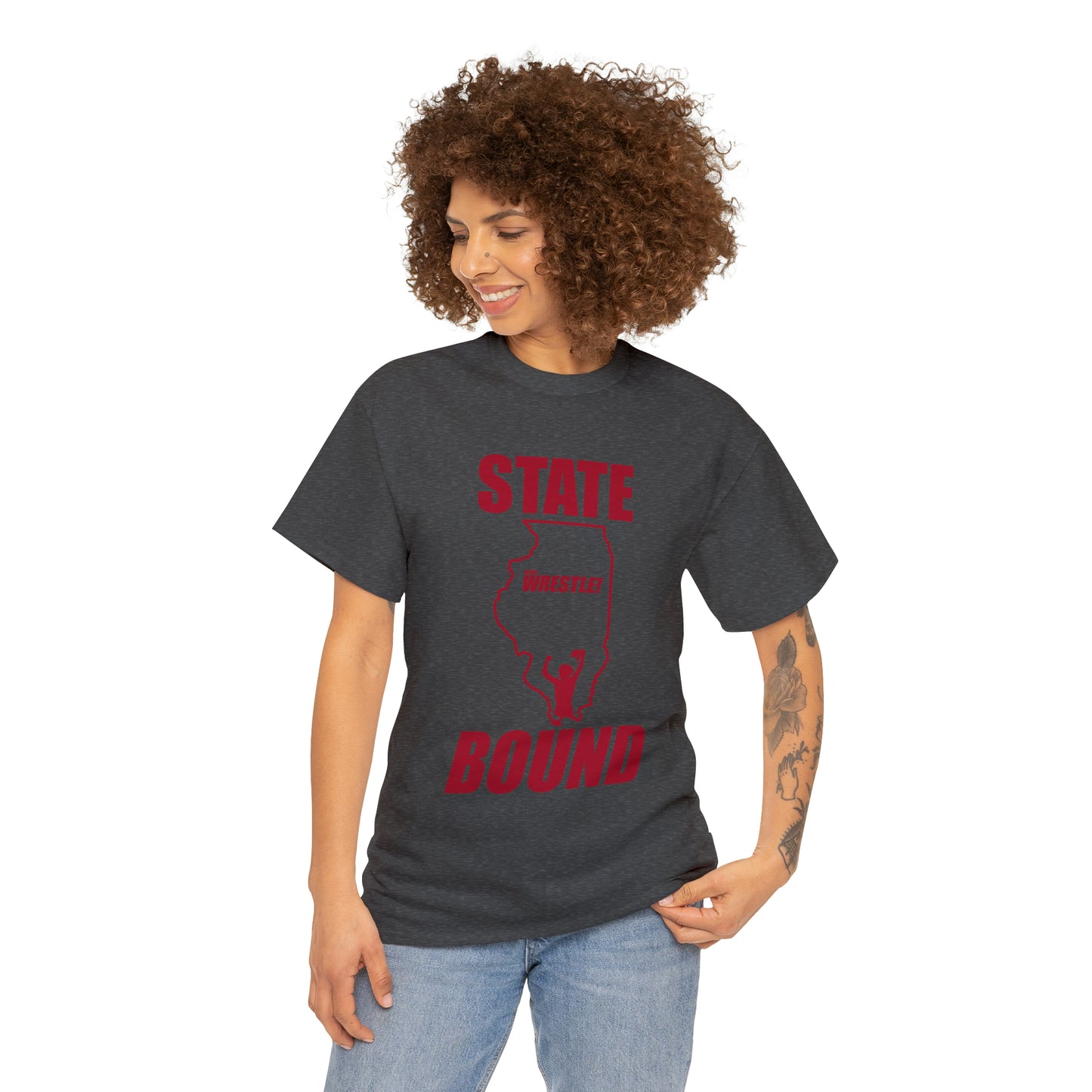 Illinois State Bound, Red Logo, Unisex Heavy Cotton Tee