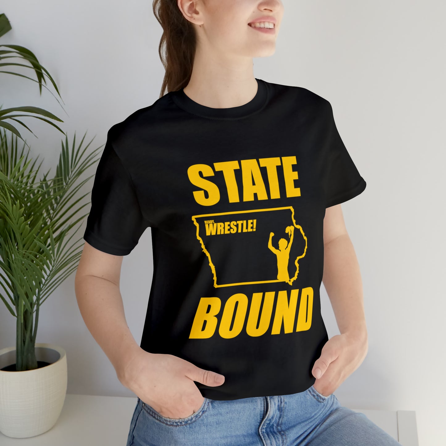 Iowa State Bound, Unisex Jersey Short Sleeve Tee, Gold Logo