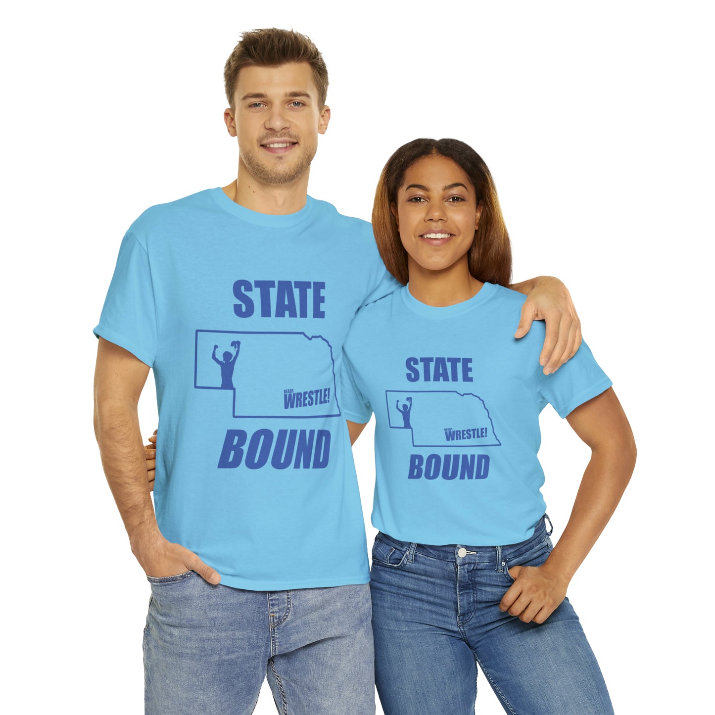 Nebraska State Bound, Royal Blue Logo, Unisex Heavy Cotton Tee