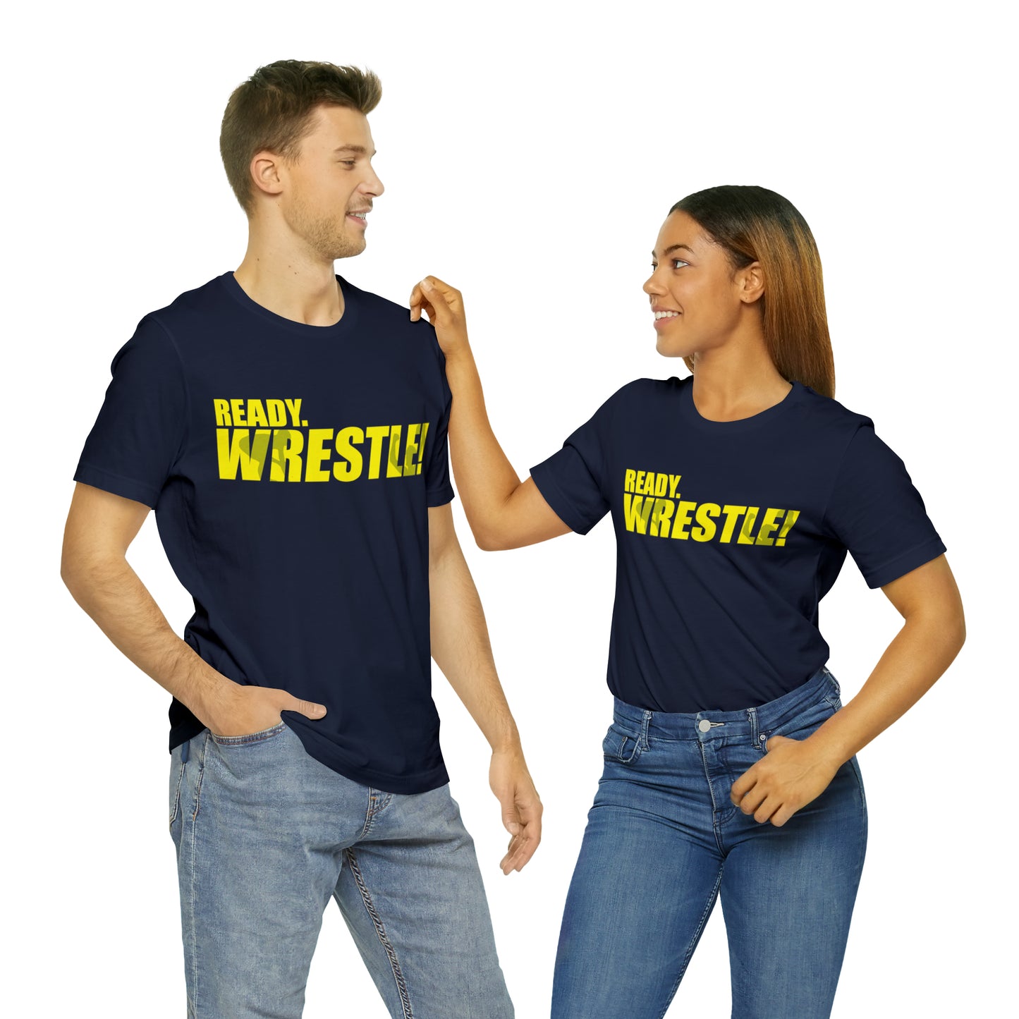 Ready. Wrestle! Gold Logo with Green, Unisex Jersey Short Sleeve Tee