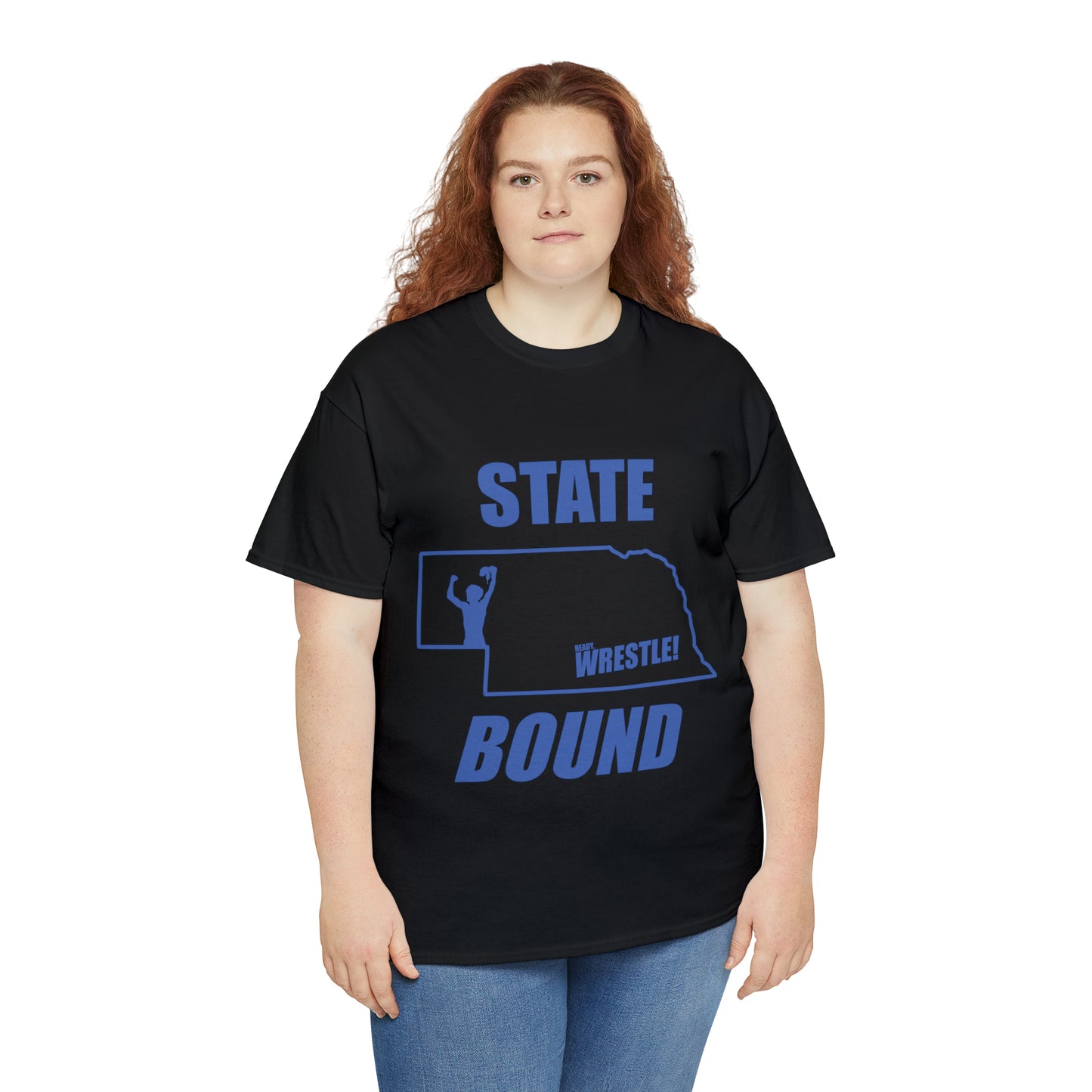 Nebraska State Bound, Royal Blue Logo, Unisex Heavy Cotton Tee