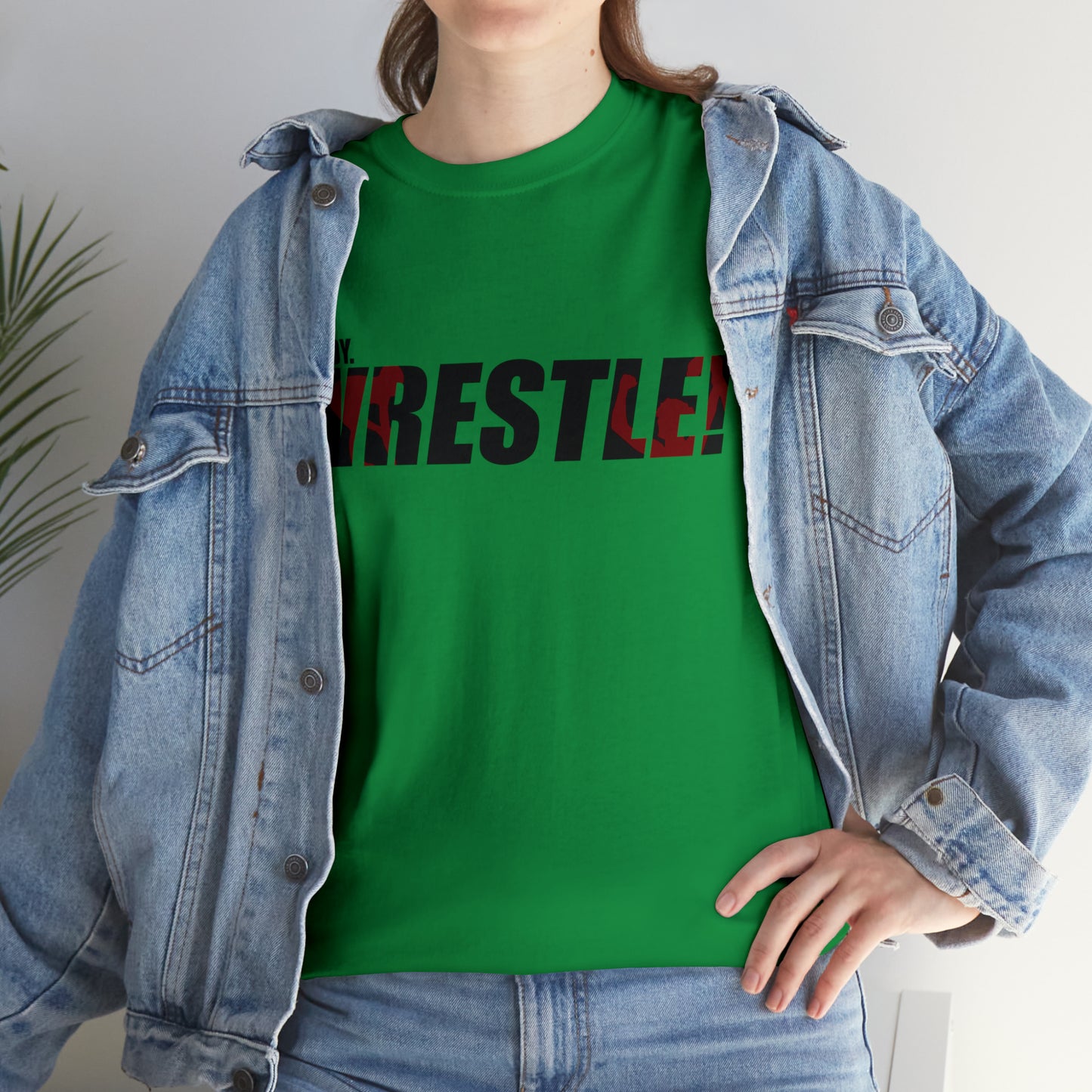 Ready. Wrestle! Black Logo w/Red Silhouettes, Unisex Heavy Cotton Tee