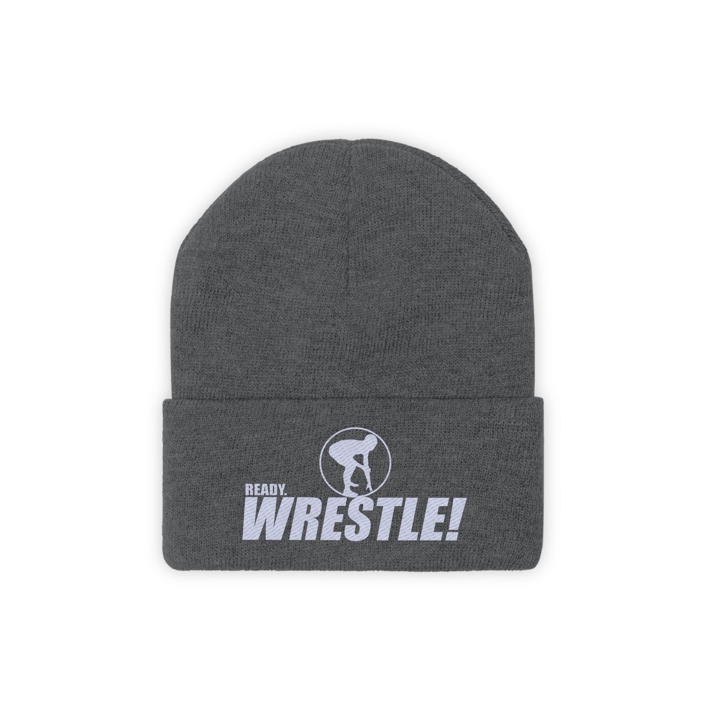 Ready. Wrestle! Knit Beanie, White Logo