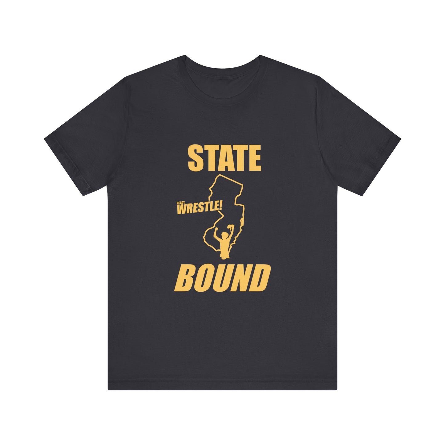 New Jersey State Bound, Gold Print, Bella+Canvas 3001, Unisex Jersey Short Sleeve Tee