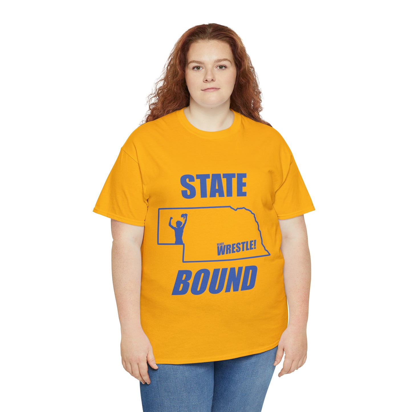 Nebraska State Bound, Royal Blue Logo, Unisex Heavy Cotton Tee