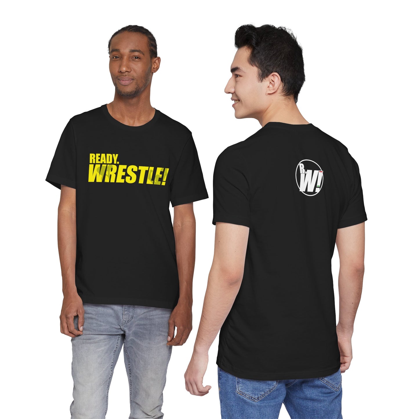 Ready. Wrestle! Gold Logo with Green, Unisex Jersey Short Sleeve Tee